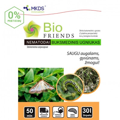 Nematodai BUKSMEDINIO UGNIUKO lervoms (Steinernema carpocapsae) 3x50 mln/100m²